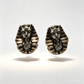 Bastet Pharaoh Stud Earrings, Ancient Egyptian Cat Goddess Gothic Crystal Ear Studs