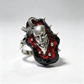 Gothic Demon Face Spiked Ring, Handmade Resin Devil Head Statement Ring, Black Red Occult Dark Fantasy Adjustable Ring