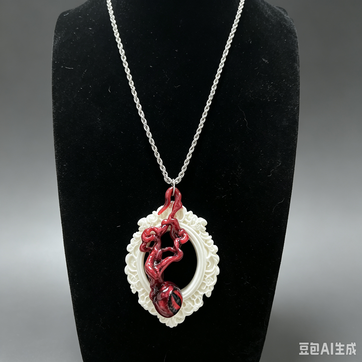 Handmade Gothic Demon Eye Pendant Necklace | Red Tentacle Cthulhu Statement Necklace