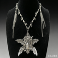 Gothic Cathedral Shrine Statement Necklace | Angel Wings Snake Skull Bone Chain Tassel Necklace