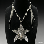 Gothic Cathedral Shrine Statement Necklace | Angel Wings Snake Skull Bone Chain Tassel Necklace