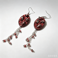 Gothic Blood Red Skull Dangle Earrings, Resin Oval Skeleton Drop Earrings with Chain Tassels, Dark Occult Punk Jewelry