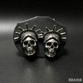 Handmade Gothic Liberty Crown Skull Stud Earrings, Antique Silver Statue of Liberty Skeleton Earrings, Dark Punk Alternative Statement Ear Jewelry