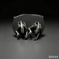 Handmade Gothic Xenomorph Alien Stud Earrings, Antique Silver 3D Alien Creature Earrings, Sci-Fi Horror Alternative Statement Ear Jewelry