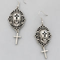 Crimson Cross Punk Dark Alt Earrings Jewelry Personality Bold Fashion