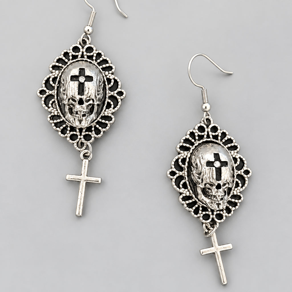 Crimson Cross Punk Dark Alt Earrings Jewelry Personality Bold Fashion