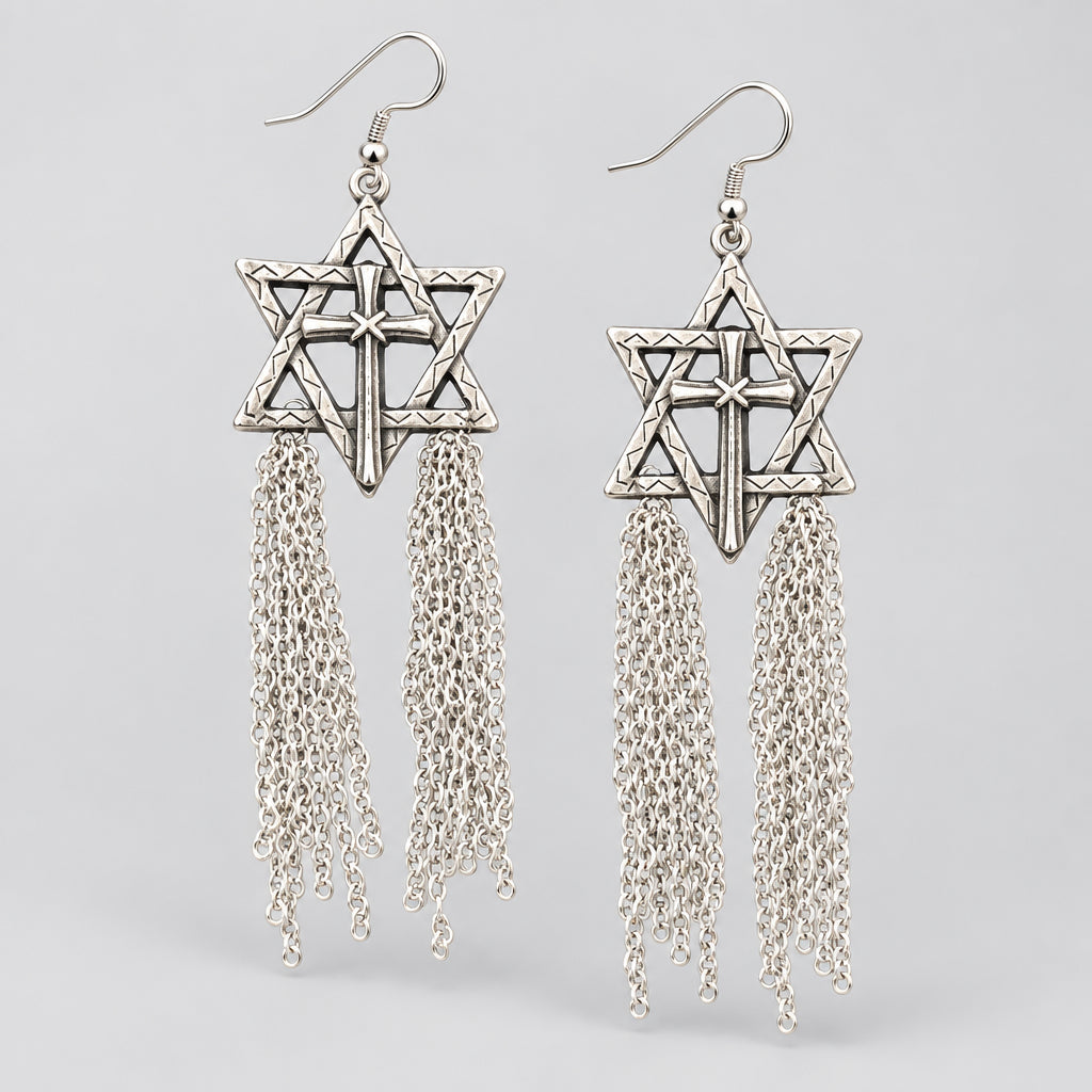 Hex & Chain Punk Dark Alt Earrings Jewelry Personality Bold Fashion