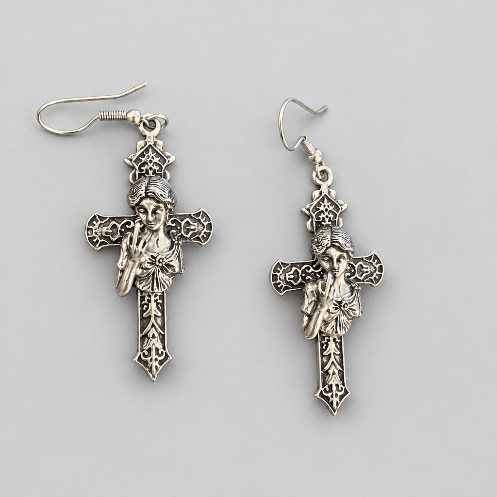 **Cross**  Punk Dark Alt Earrings Jewelry Personality Bold Fashion