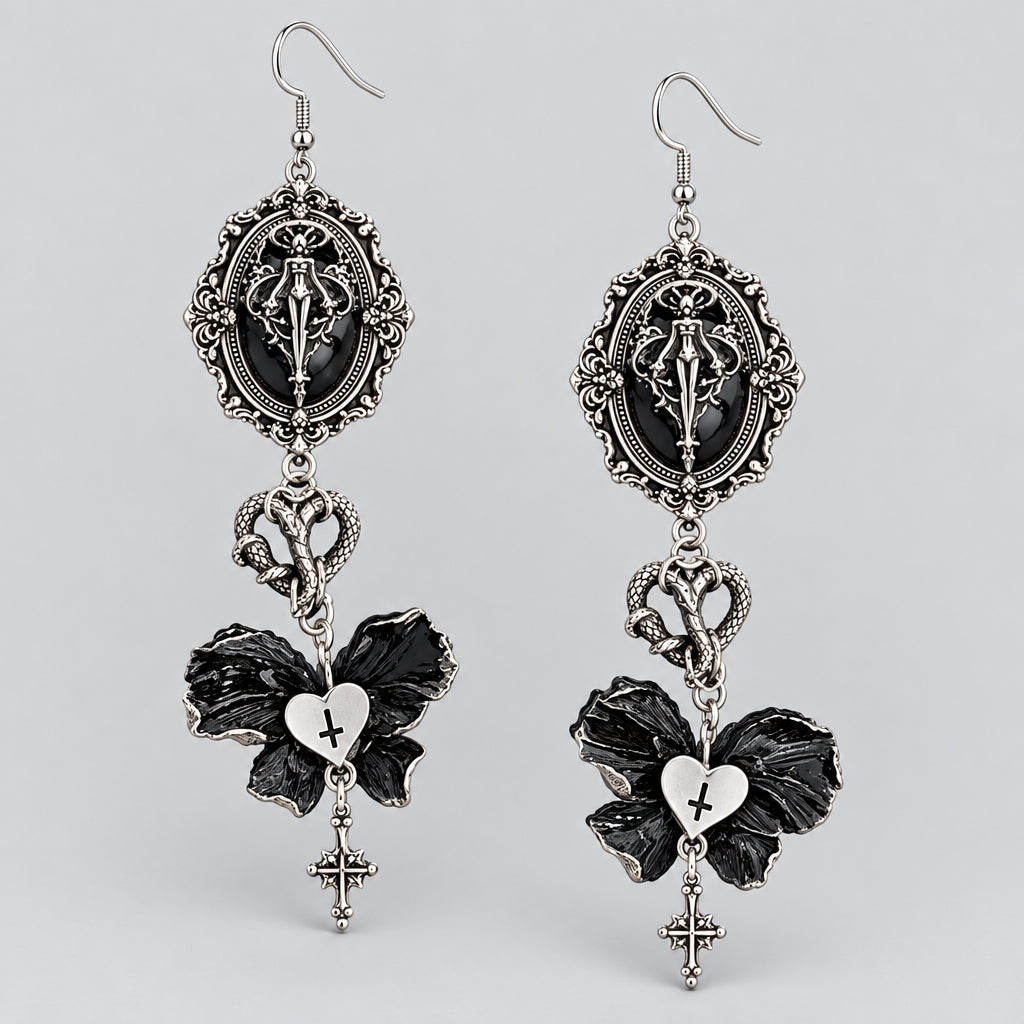 Midnight Prayer**Dangle earrings** Punk Dark Alt Earrings Jewelry Personality Bold Fashion Handmade with love