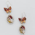 Gothic Glitter Butterfly Skeleton Hand Red Rose Dangle Earrings, Baroque Oval Frame, Dark Macabre Victorian Statement Drop Earrings