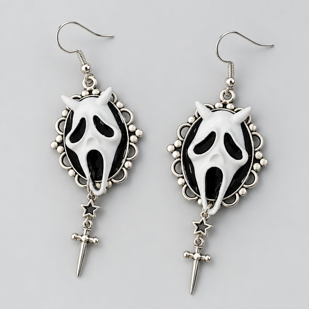 Scream **Ghostface** Punk Dark Alt Earrings Jewelry Personality Bold Fashion