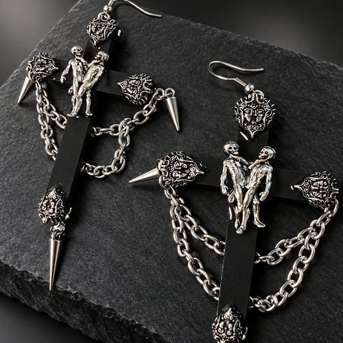 Death Embrace Dangle earrings Punk Dark Alt Earrings Jewelry Personality Bold Fashion Handmade with love