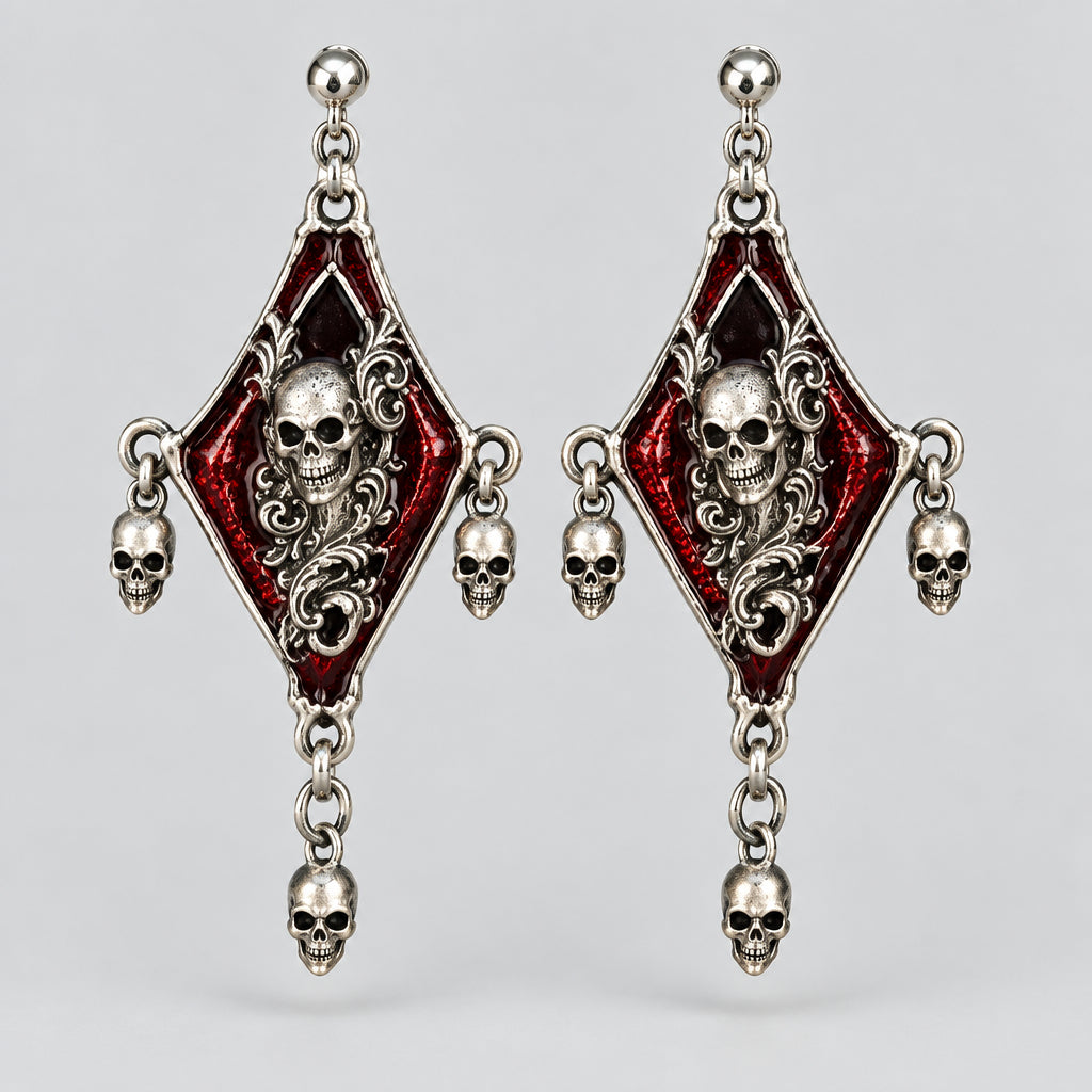 Ember Skull Dangle earrings Punk Dark Alt Earrings Jewelry Personality Bold Fashion Handmade with love