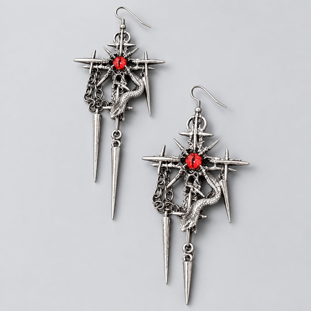 Serpent Cross Punk Dark Alt Earrings Handmade jewelry Personality Bold Fashion Handmade with love