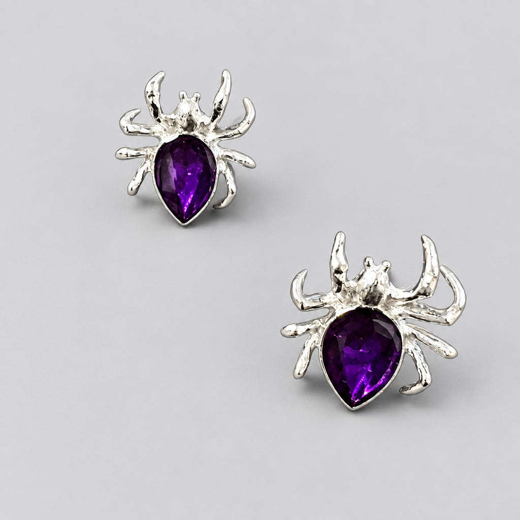 Purple Spider Stud Earrings