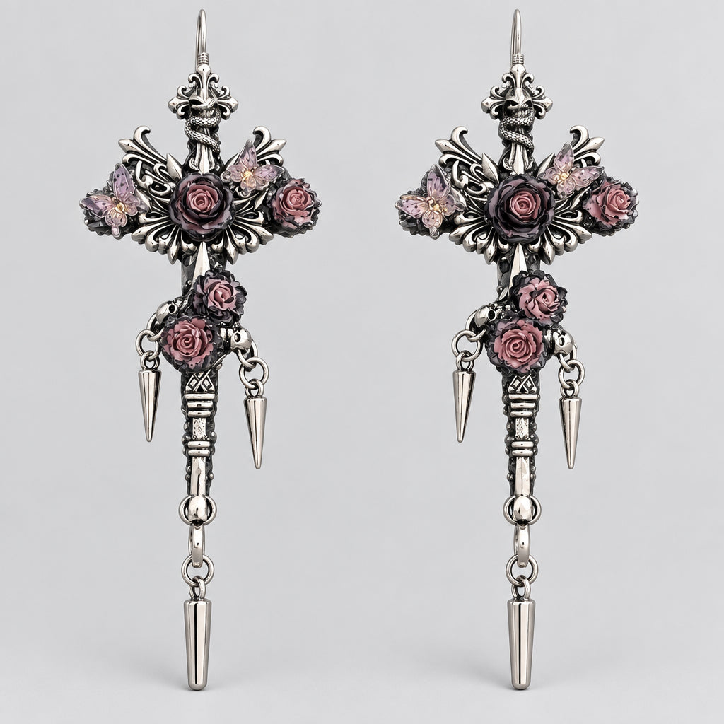 Violet Requiem Punk Dark Alt Earrings Handmade jewelry Personality Bold Fashion Handmade with love