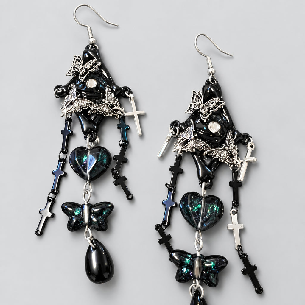 Shadow Moth Punk Dark Alt Earrings Handmade jewelry Personality Bold Fashion Handmade with love
