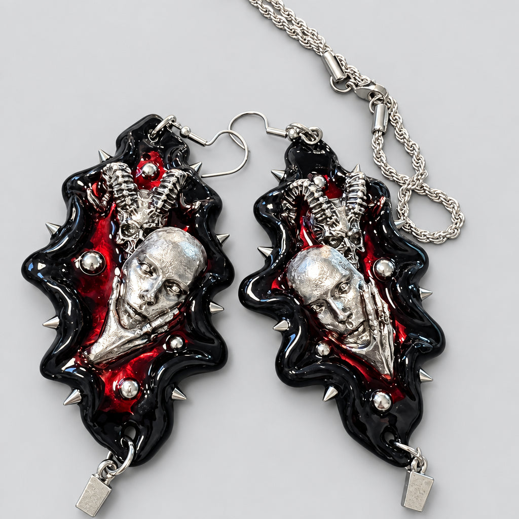 Face in the Blood Punk Dark Alt Earrings Handmade jewelry Personality Bold Fashion Handmade with love