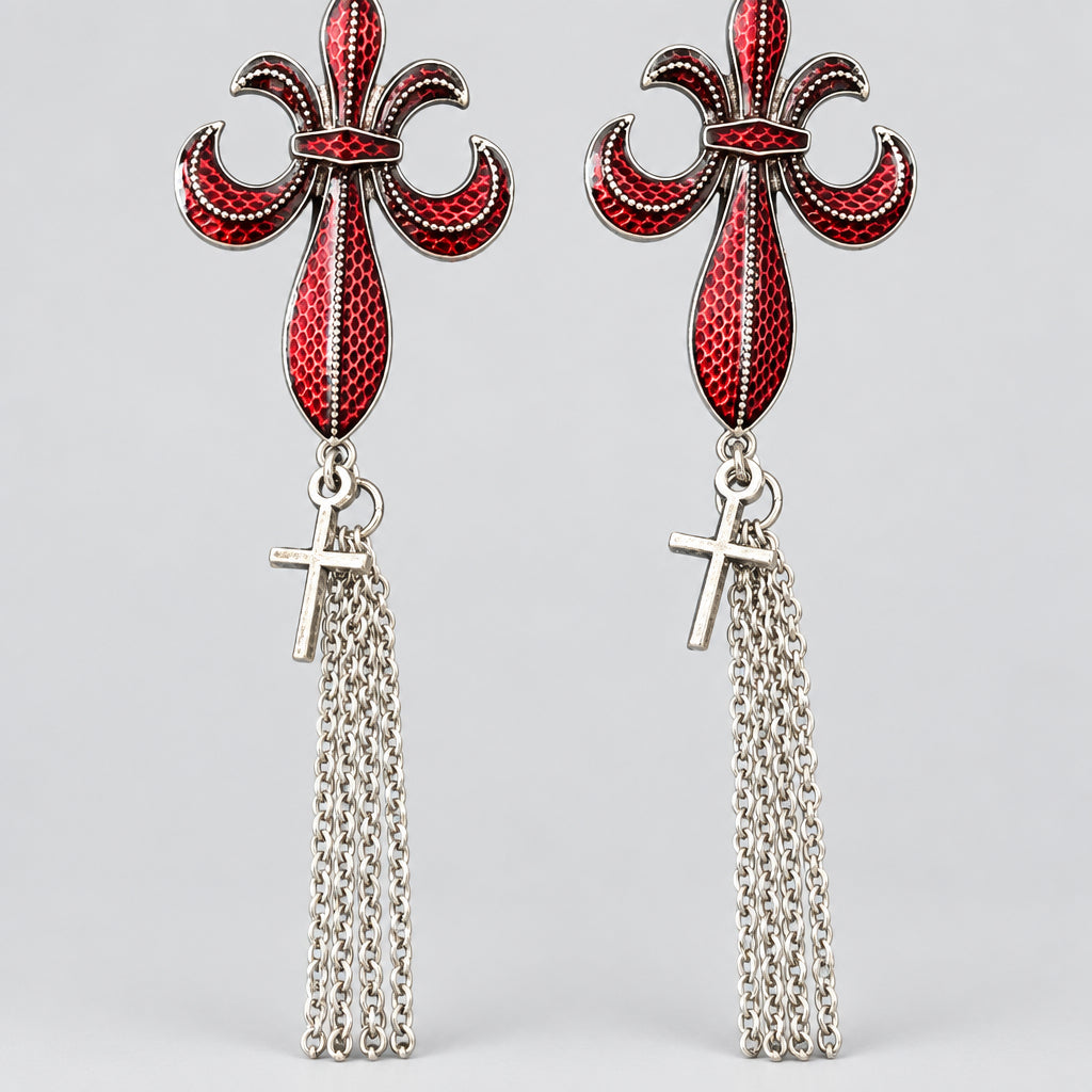 Fleur-de-lis Dangle earrings Punk Dark Alt Earrings Handmade jewelry Personality Bold Fashion Handmade with love