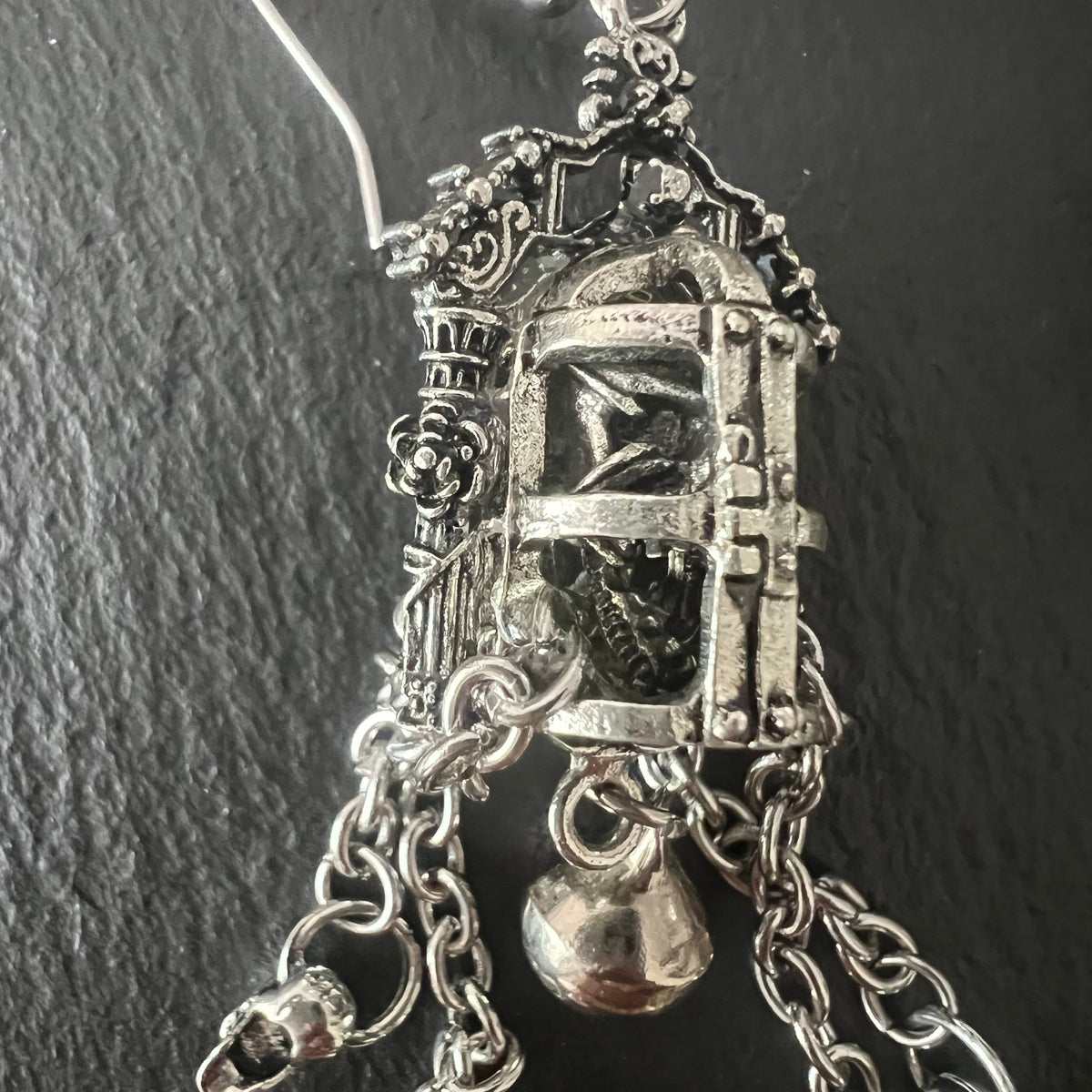 Caged Skull Dangle earrings Punk Dark Alt Earrings Handmade jewelry Personality Bold Fashion Handmade with love
