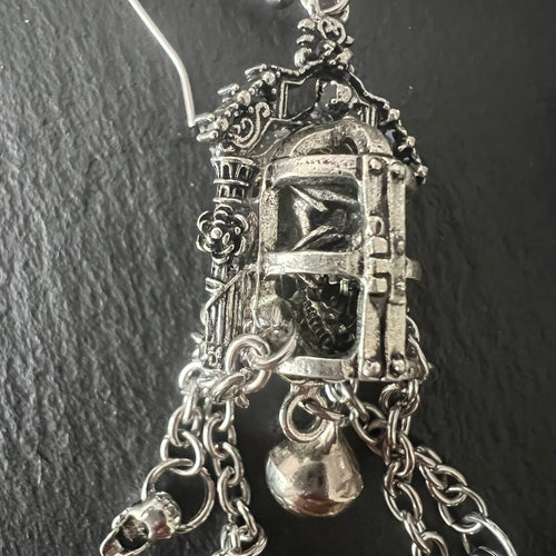 Caged Skull Dangle earrings Punk Dark Alt Earrings Handmade jewelry Personality Bold Fashion Handmade with love