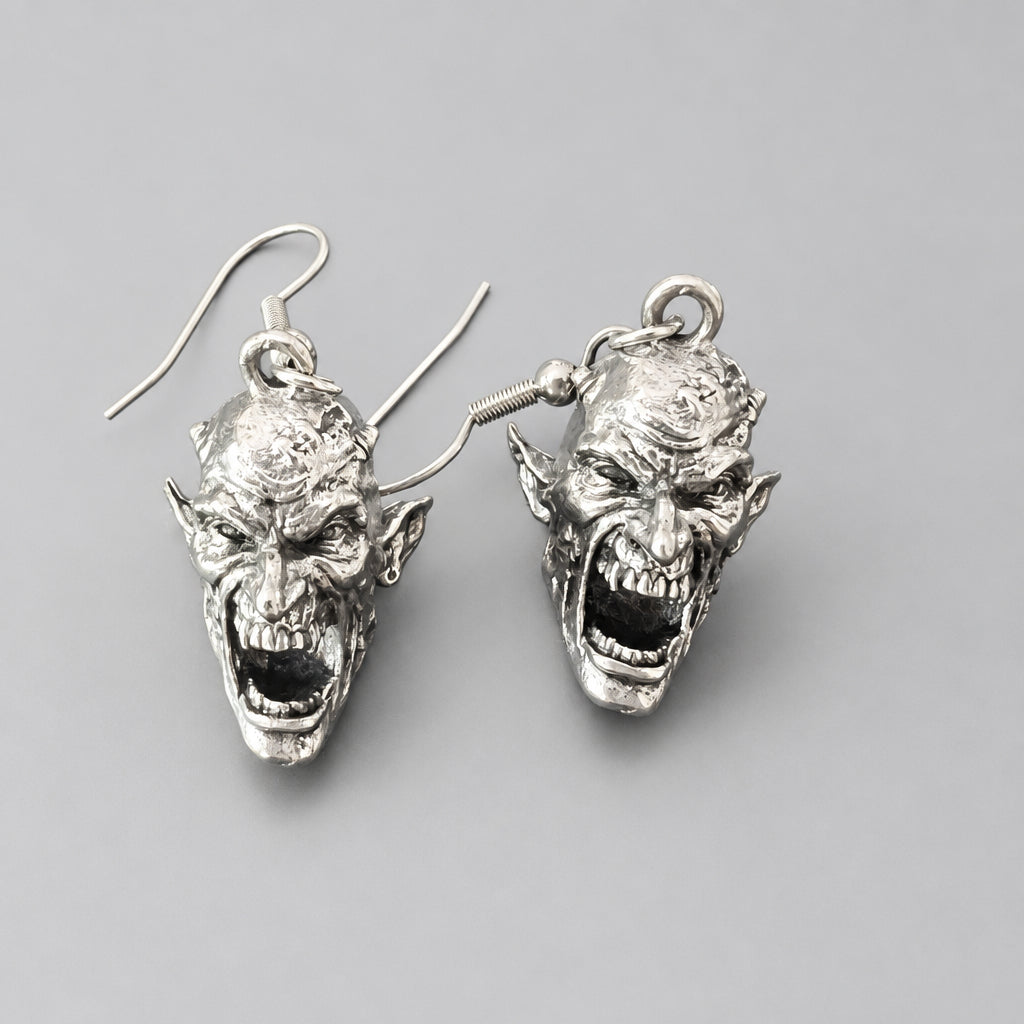 Oni Mask  Punk Dark Alt Earrings Handmade jewelry Personality Bold Fashion Handmade with love