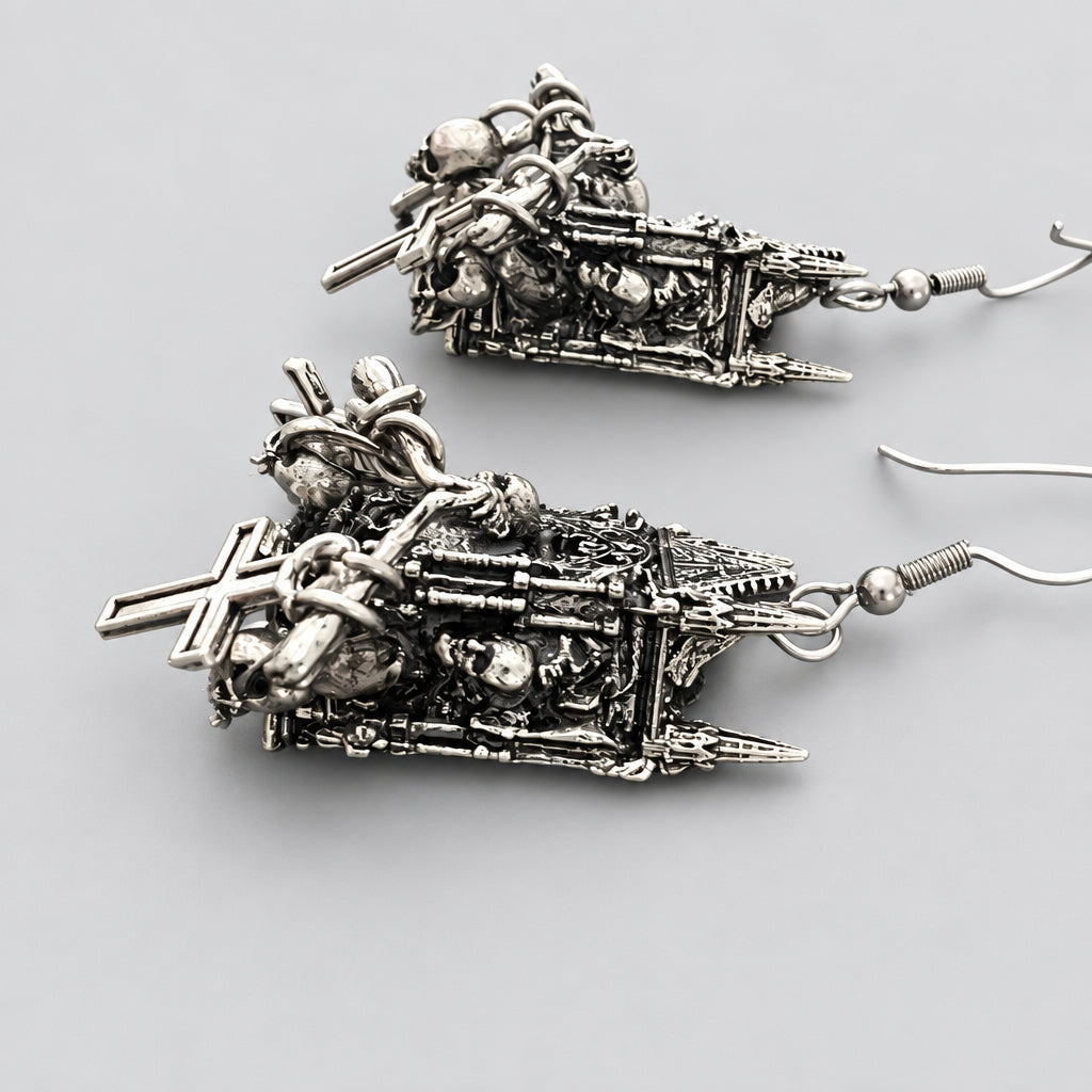 Gothic Cathedral Dangle earrings Punk Dark Alt Earrings Handmade jewelry Personality Bold Fashion Handmade with love