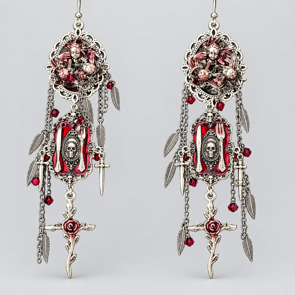Feast of the Dead Punk Dark Alt Earrings Handmade jewelry Personality Bold Fashion Handmade with love