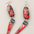 Horror Bloody Hand Saw Dangle Earrings, Resin Blood Capsule with Tiny Skulls, Dark Slasher Punk Statement Drop Earrings
