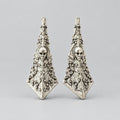 Gothic Geometric Skull Stud Earrings, Antique Silver Pyramid Skeleton Head, Dark Occult Handmade Statement Earrings