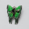 Gothic Dripping Green Moth Brooch, Snake & Black Rose Death Moth Pin, Dark Occult Toxic Slime Butterfly Brooch
