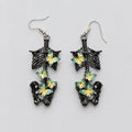 Gothic Skeleton Torso Iridescent Butterfly Dangle Earrings, Black Bone Ribcage with Shimmering Color Shift Butterflies Drop Earrings, Dark Romantic Witchy Alternative Statement Ear Jewelry