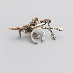 Gothic Demon Lady Bat Wing Chain Open Ring, Antique Silver Devil Goddess with Skulls Tassel Statement Ring, Dark Fantasy Punk Adjustable Alternative Jewelry
