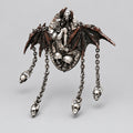 Gothic Demon Lady Bat Wing Chain Open Ring, Antique Silver Devil Goddess with Skulls Tassel Statement Ring, Dark Fantasy Punk Adjustable Alternative Jewelry