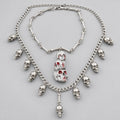 Gothic Multi Layer Skull Statement Necklace, Stacked Bloody Triple Skull Pendant, Bone Chain & Dangling Skull Charms, Macabre Dark Punk Horror Layered Necklace