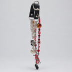 Gothic Multi-Layer Leather Choker Set, Winged Fallen Angel Pendant, Heart Lock & Key Charm, Red Crystal Beaded Fringe Necklace, Dark Romantic Blood Red Heart Statement Collar Jewelry Set