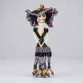 Hand Beaded Skeleton Lady Bag Charm, Witchy Gothic Skull Doll Pendant | Halloween Accessory