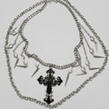 Multi Layer Gothic Ornate Cross Spike Necklace