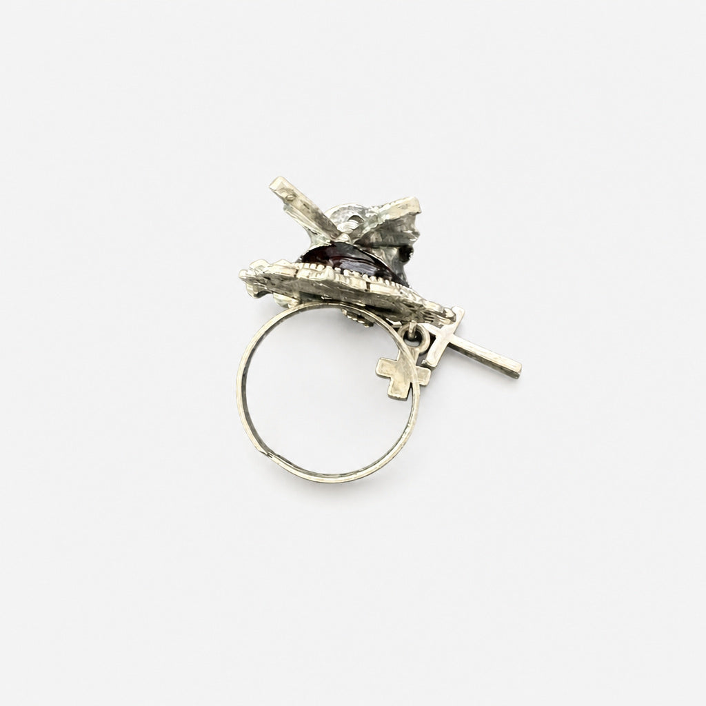 Gothic Bat Wing Skull Cross Ring