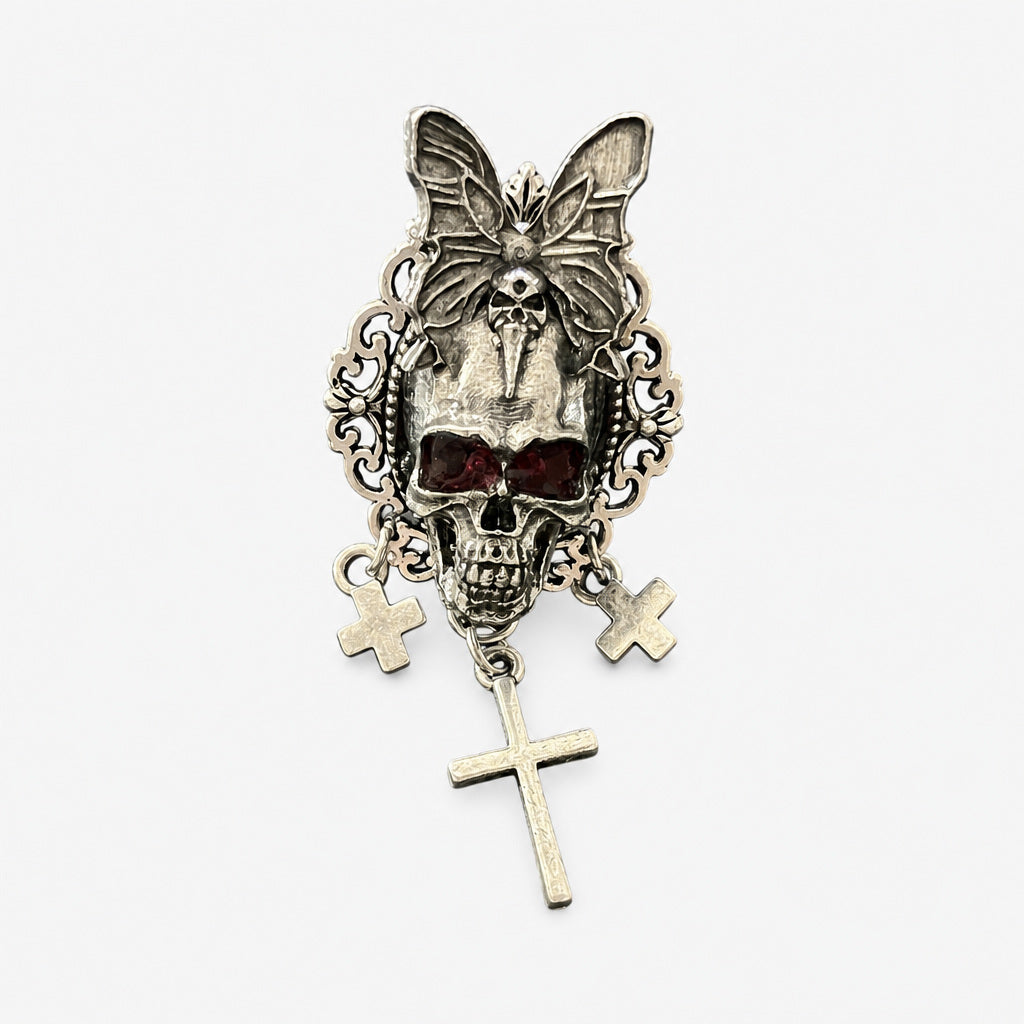 Gothic Bat Wing Skull Cross Ring