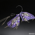 Handmade Gothic Purple Bat Wing Ear Cuff, Fairy Dark Floral Ear Wrap with Purple Roses, Skeleton Veins & Spiked Chain, No Piercing Alternative Statement Ear Jewelry