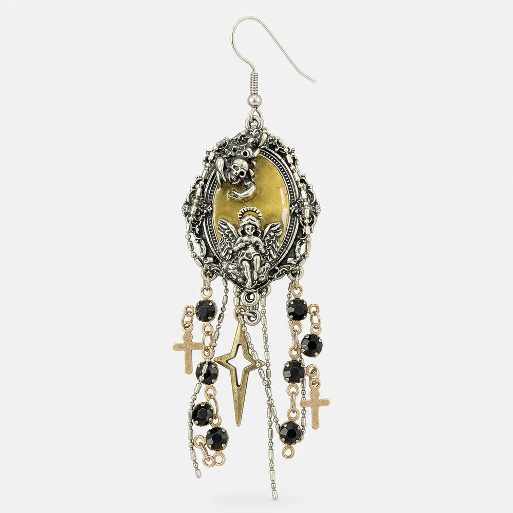 Gothic Angel Relief Earrings detail