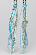 Handmade Blue Yarn Dreadlock Hair Tie, Boho Butterfly Charm Braided Hair Extensions, Festival Woven Dread Ponytail Hair Accessory