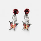 Rosa Skeleton Hand Butterfly Earrings